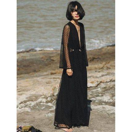 ワンピース ロング レース 背中あき セクシー ブラック Aライン Vネック 長袖 ロング カジュアルスタイル バックコンシャス レディース ワンピース ロング レース 背中あき セクシー ブラック Aライン V