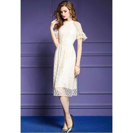 ワンピース インポート レース 膝丈 大人 上品 30代 40代 50代 Aライン