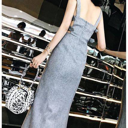 ロングドレス グレー パーティー 結婚式 二次会 演奏会 背中開き