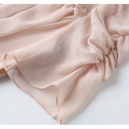 ワンピース インポート シフォン 膝丈 大人 上品 30代 40代 50代 シフォン Uネック 無地 ミディアム 半袖 ミモレ丈 レディース ワンピース インポート シフォン 膝丈 大人 上品 30代 40代 50代