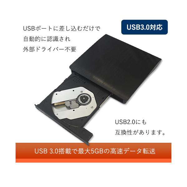 DVDドライブ 外付け USB3.0 CDドライブ ポータブルドライブ CD/DVD