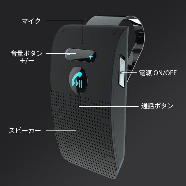 ハンズフリーキット ブラック Bluetooth 車載 通話 カーキット