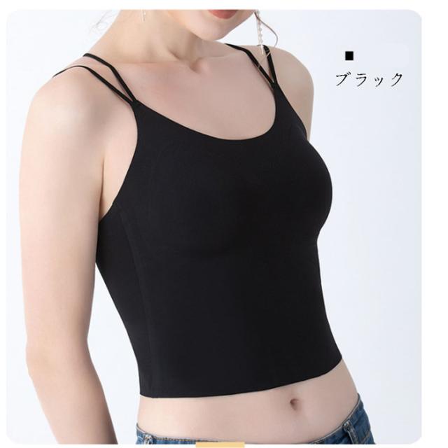 バックオープンキャミソールPT BLK バックオープンブラトップキャミソールカップ付きルームウェア