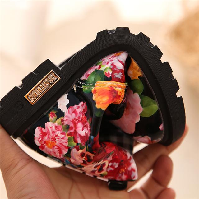 花柄秋冬靴 キッズ靴 マーチンブーツ キッズ ブーツ サイドゴア