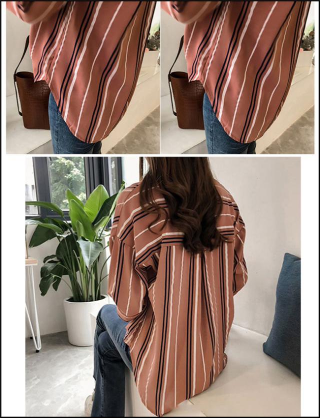 【美品】45R ストライプ柄切り替えブラウス ストライプ切替ブラウス | OSMOSIS loaf