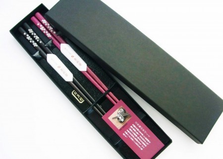 夫婦箸 「桜」 貝象嵌 2膳セットギフトボックス(黒檀:パープルハート)の通販は 5,838円