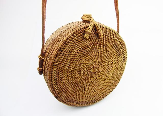 アタバッグ 斜めがけ革紐つき ナチュラル サークル