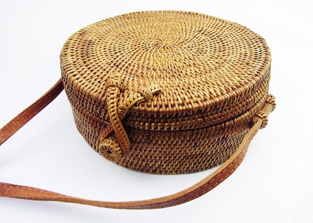 アタバッグ 斜めがけ革紐つき ナチュラル サークル