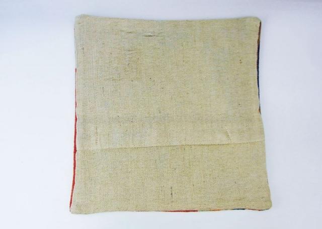 キリムクッションカバー オレンジグリーンネイビーイラン