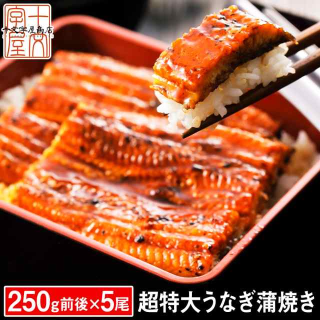 うなぎ 蒲焼き 超 特大 250g前後×5尾 送料無料 国産 ではございませんがふっくら柔らか 土用 丑の日 大サイズ ウナギ 鰻 たれと山椒付