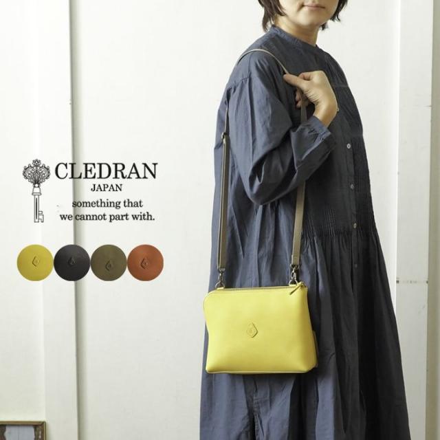 CLEDRAN クレドラン スクエアフォルム2WAYショルダーバッグ / しっとりオイルレザーのベルトが外せるショルダーバッグ クラッチバッグ レディース CL-3323 L字ファスナー ナチュラル 大人カジュアル 秋 冬 ◆ cn-cl3323の通販は