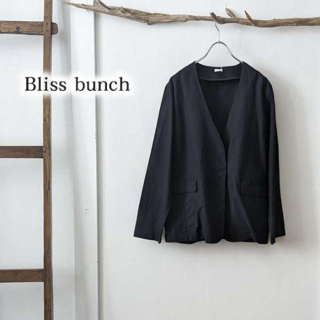 Bliss bunch ブリスバンチ 綿麻ノーカラージャケット / オケージョンにも レディース コットンリネン ホック 羽織り 軽い 涼しい 長袖 ナの通販は