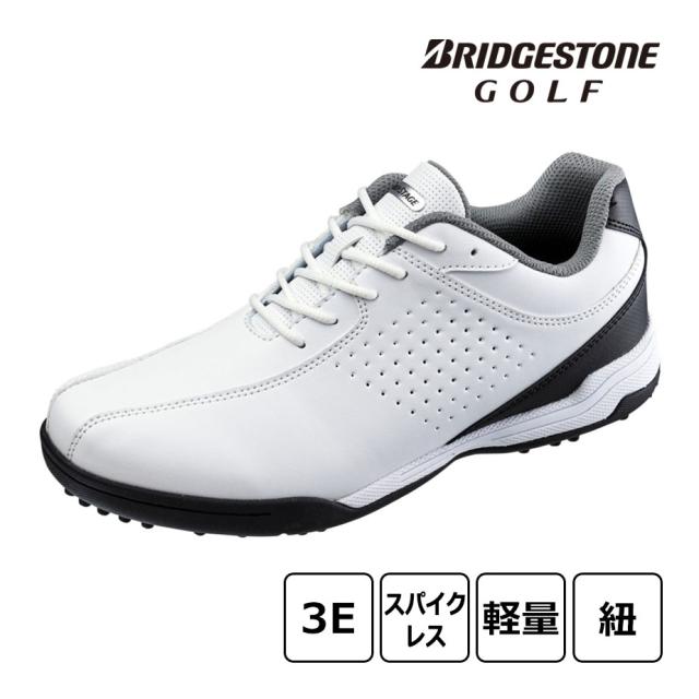 ブリヂストン ゴルフシューズ メンズ フィットトレッド SHTS3S WＫ 白×黒 3E スパイクレス 紐 軽量 ツアーステージ BRIDGESTONE GOLF TOURSTAGE