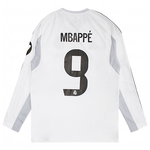 レアルマドリッド 25-26 ホーム 長袖レプリカユニフォーム　9.キリアン・エムバペ(ムバッペ)　【adidas|アディダス】クラブチームレプリカウェアーkpd77-jn8884-9-m