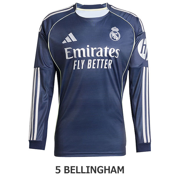 2025-2026 レアル・マドリード 5 番 ベリンガム 長袖 サッカーシャツ