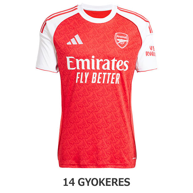 アーセナル 25-26 ホーム 半袖レプリカユニフォーム　14.ヴィクトル・ヨケレス　【adidas|アディダス】クラブチームレプリカウェアーksj38-ji9517-14-g