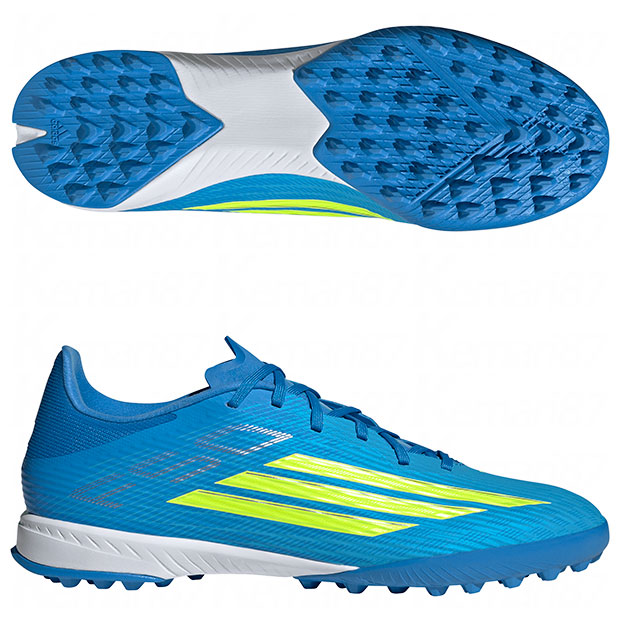 F50 LEAGUE TF　ルシッドレイブルー×チームソーラーイエロー　【adidas|アディダス】サッカーフットサルトレーニングシューズjr8975
