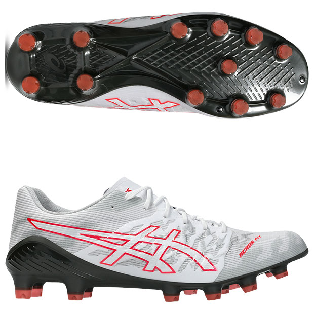 DSライト ACROS 3　ホワイト×フラッシュレッド　【asics|アシックス】サッカースパイク1101a070-104