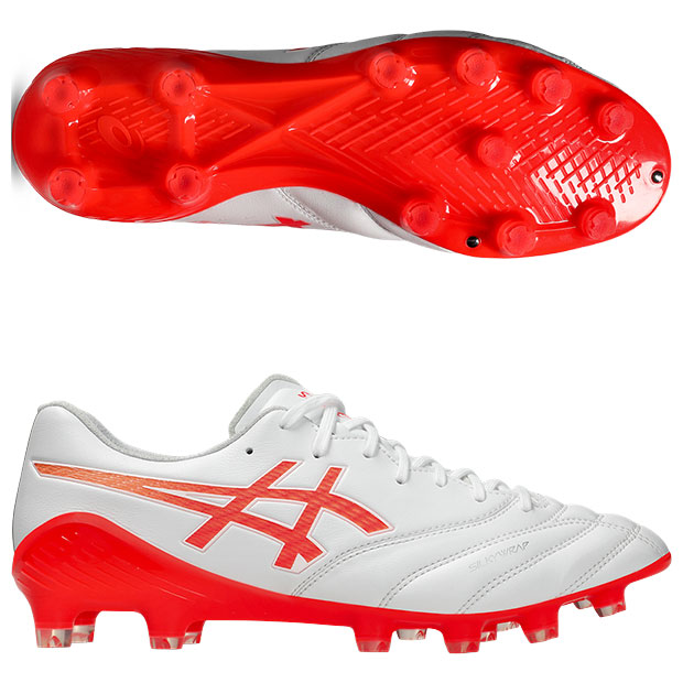 DSライト X-FLY 6　ホワイト×フラッシュレッド　【asics|アシックス】サッカースパイク1101a076-101