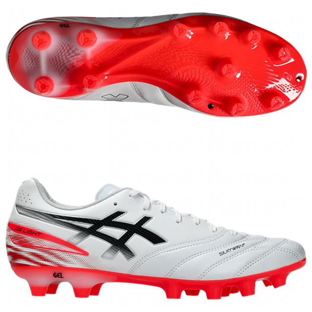 DSライト プロ　ホワイト×フラッシュレッド　【asics|アシックス】サッカースパイク1103a126-102
