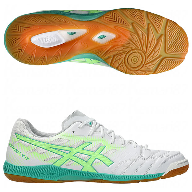 デスタッキ K FF　ホワイト×イルミネートグリーン　【asics|アシックス】フットサルシューズ1111a217-102