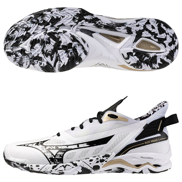 ウエーブ ミラージュ 5　ホワイト×ブラック×ゴールド　【MIZUNO|ミズノ】ハンドボールシューズx1ga235041
