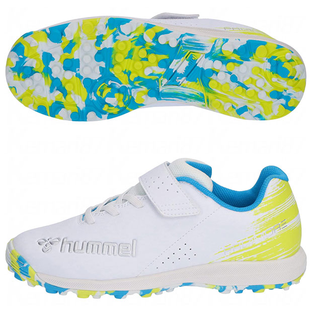 ジュニア プリアモーレ 6 α V TF Jr.　ホワイト×ライトブルー　【hummel|ヒュンメル】サッカージュニアトレーニングシューズhjs2135-1067