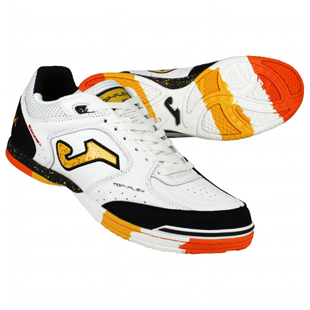 トップフレックス|IN　ホワイト×オレンジ　【JOMA|ホマ】フットサルシューズtopw2302in