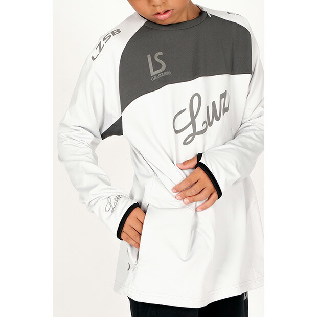 LZ 2WAYサイドジップクルートップ　ライトグレー×チャコール　サッカーフットサルウェアーl12320 ポイント10倍ジュニア LZ 2WAYサイドジップクルートップ ライト