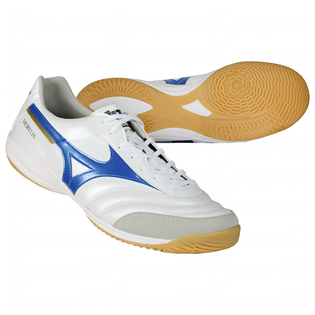 モレリア|SALA|ELITE|IN　スーパーホワイトパール×レーザーブルー　【MIZUNO|ミズノ】フットサルシューズq1ga241225