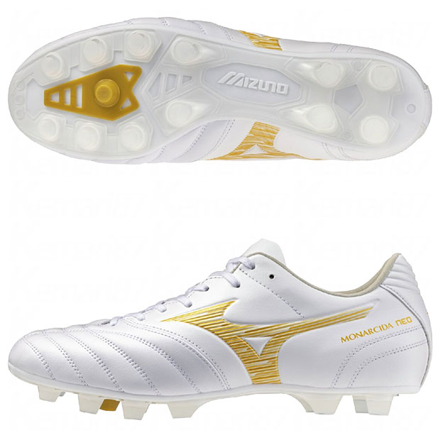 モナルシーダ NEO 3 WIDE PRO　ホワイト×ゴールド　【MIZUNO|ミズノ】サッカースパイクp1ga262350