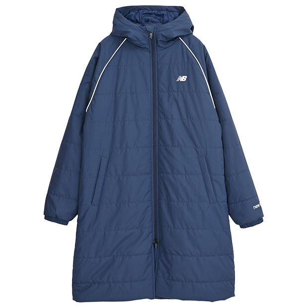 ロングパデッドコート　NBネイビー　【NewBalance|ニューバランス】サッカーフットサル防寒ウェアーamj53173-nny