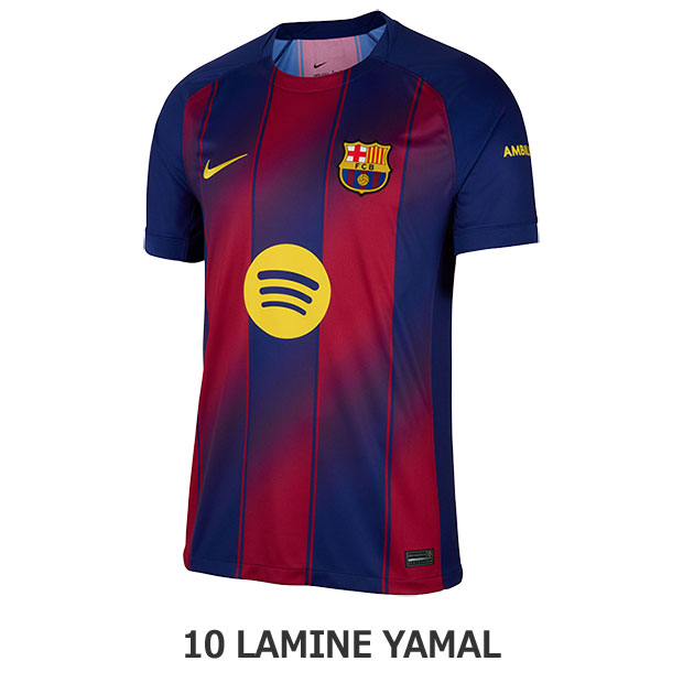 FCバルセロナ 25-26 ホーム 半袖レプリカユニフォーム　10.ラミン・ヤマル　【NIKE|ナイキ】クラブチームレプリカウェアーhj4590-456-10-l