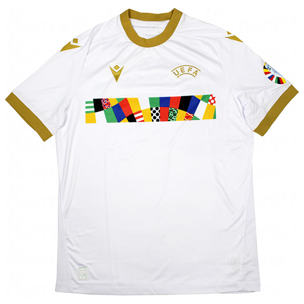 24|UEFA|EURO|レフリー|半袖ウォームアップシャツ　【macron|マクロン】サッカーフットサルレフェリーウェアー58589615