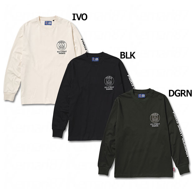 パリサンジェルマン スエードエンブレム & スリーブロゴ 長袖Tシャツ　【Fanatics|ファナティクス】クラブチームウェアーps0325fw0003