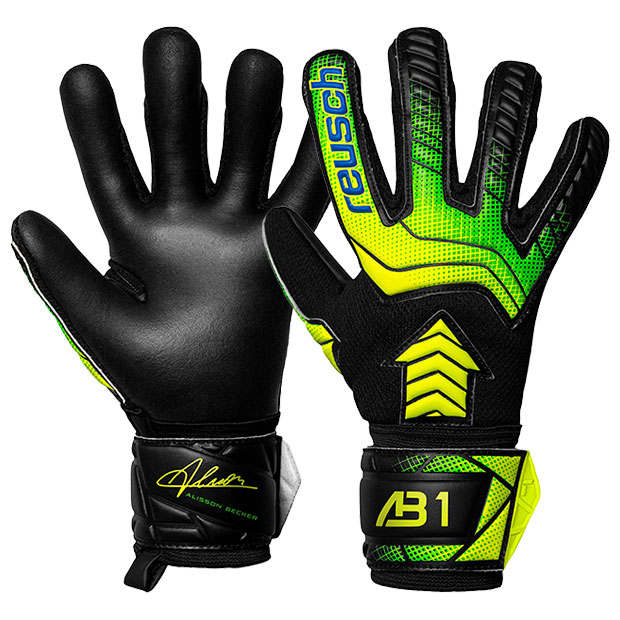 ジュニア アトラクト AB1 シルバー JR　ブラック×セーフティイエロー　【reusch|ロイッシュ】サッカーフットサルゴールキーパーグローブ5562263-7052