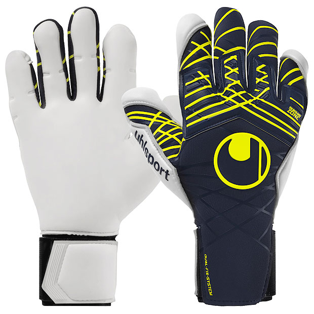 プレディクション|アブソルートグリップ|スキンカット　ネイビー×フローイエロー　【Uhlsport|ウールシュポルト】サッカーフットサルゴールキーパーグローブ1011332-01