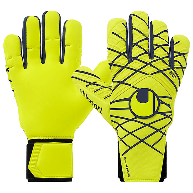 プレディクション エナジー アブソルートグリップ ハーフネガティブ　フローイエロー×ネイビー　【Uhlsport|ウールシュポルト】サッカーフットサルゴールキーパーグローブ101133301-01