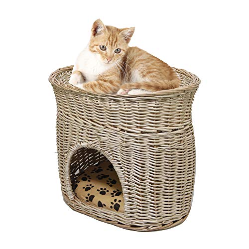 DMAR 手製 柳かご 2層キャットベッド アパート猫の家 ペット家具犬小屋