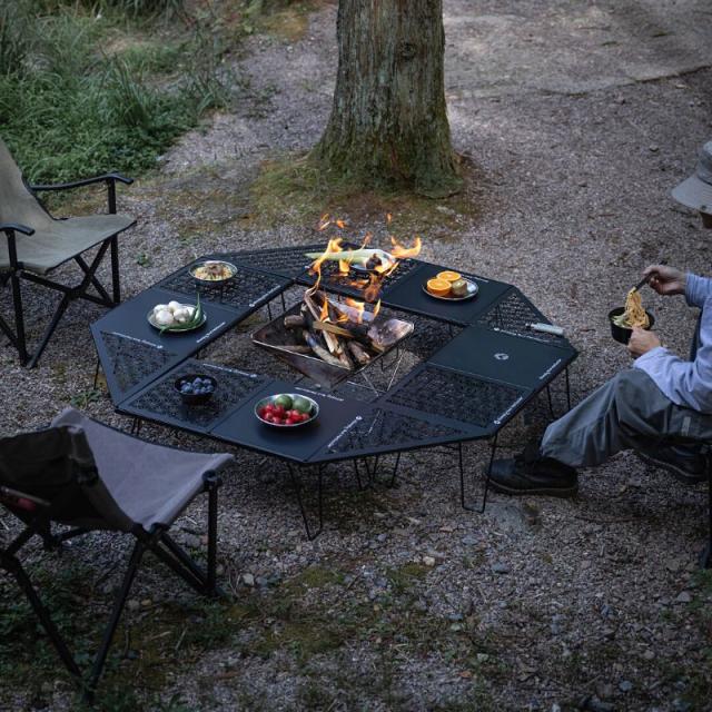 キャンピングムーン(CAMPING MOON) フィールドラック 連結用 コーナーエクステンション アルミ天板 4点セット ブラック 黒ギア T-2306-C-4P