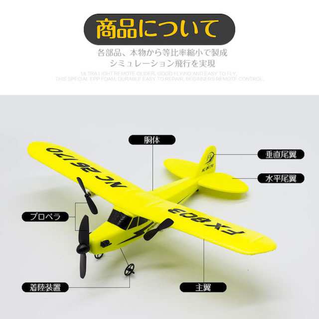 飛行機 ラジコン 子供 電動 送料無料 スペースレール SPACERAIL 2ch セスナ型 大型 33cm ビック ビッグサイズ パイパー J-3  カブ 子供 おの通販はau PAY マーケット - CTC Outdoorストア