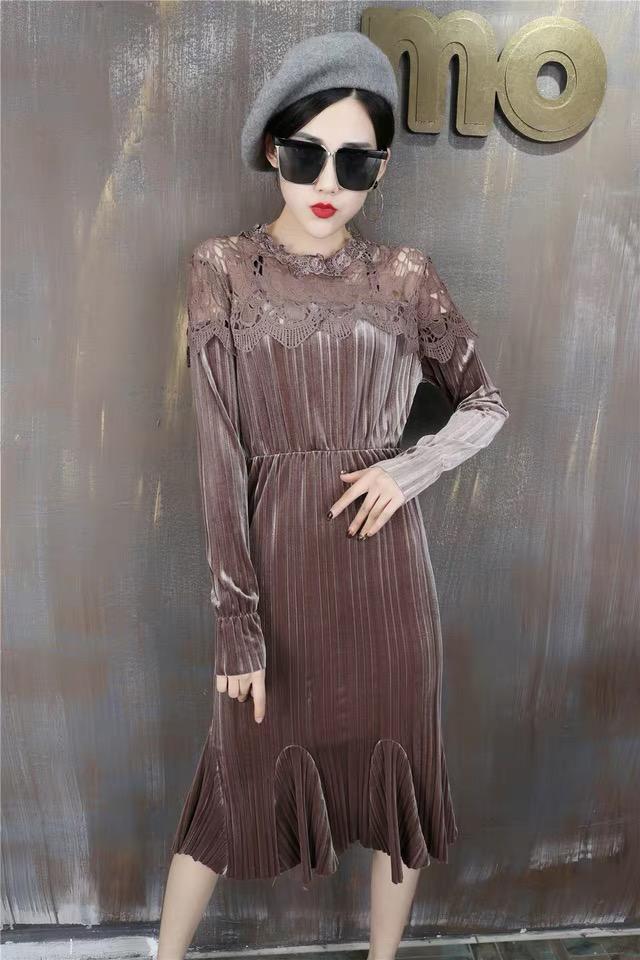 ワンピース レディース 長袖ワンピース ベロア ベロアワンピース 大きいサイズ レース 上品 フェミニン フリルの通販はau Pay マーケット Happy Toon Wowma店