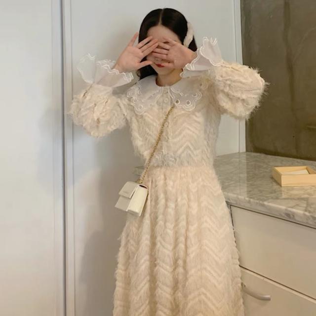 ワンピース レディース 長袖ワンピース レトロ ロング クラシカル フリル ブラウスワンピース レース キャンディスリーブの通販はau Pay マーケット Happy Toon Wowma店