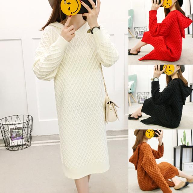 ワンピース レディース ニットワンピース ゆるワンピース セーター アラン模様 フード付 スリット ダイヤ柄の通販はau Pay マーケット Happy Toon Wowma店