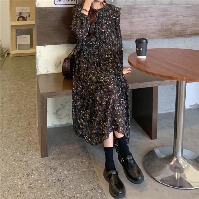 ワンピース レディース 長袖ワンピース シンプル レトロ ドッド柄 ネックリボン シフォン 上品 大人可愛いの通販はau Pay マーケット Happy Toon Wowma店