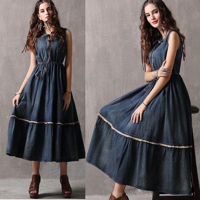 結婚式 ドレス パーティードレス ワンピース 二次会 ドレス ノースリーブ 発表会 謝恩会 代 30代 40代 デニム ロングの通販はau Pay マーケット Happy Toon Wowma店