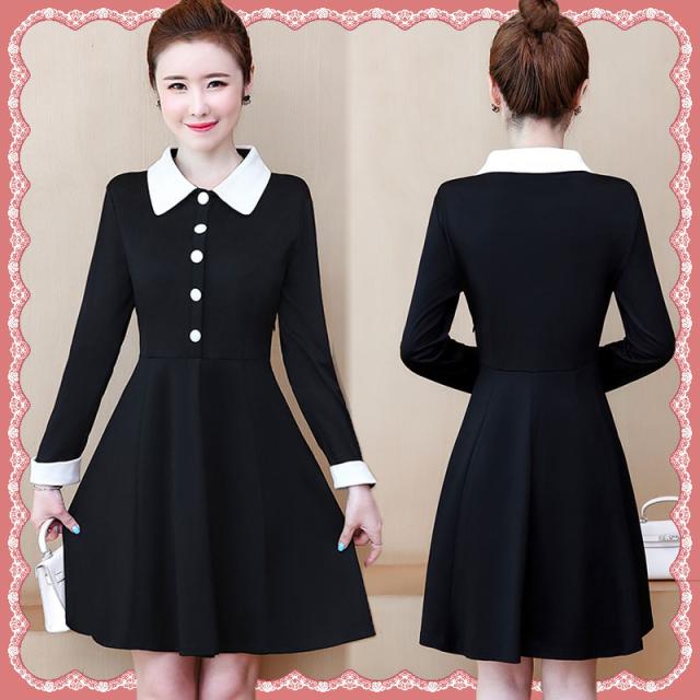 即納 ワンピース レディース ブラックワンピース レトロワンピース 大きいサイズ ワンピ ショート丈 膝上 クラシック 長袖 黒の通販はau Pay マーケット Happy Toon Wowma店