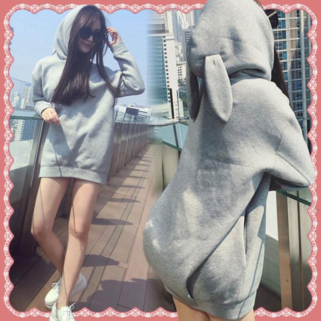 即納 プルオーバー レディース トップス パーカー 長袖 うさ耳 フード付き ウサギの耳 ゆったり キュート ポケット ガーリーの通販はau Pay マーケット Happy Toon Wowma店