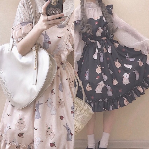 ワンピース レディース ロリータ キュート ガーリー フリル リボン クラシカル うさぎ アニマル柄の通販はau Pay マーケット Happy Toon Wowma店