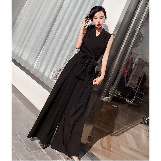 パーティードレス レディース オールインワン パンツドレス ロングドレス 結婚式 ドレス ノースリーブ 無地 ワイドパンツの通販はau Pay マーケット Happy Toon Wowma店